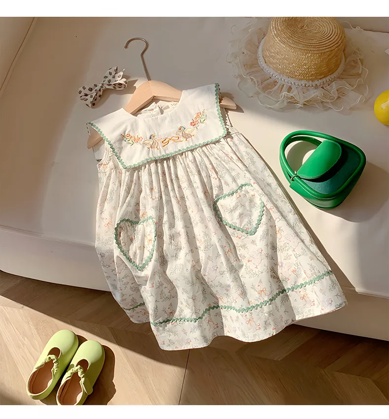Girl'S Cute Simple Style Animal Leaf Cotton Girls Dresses display picture 9