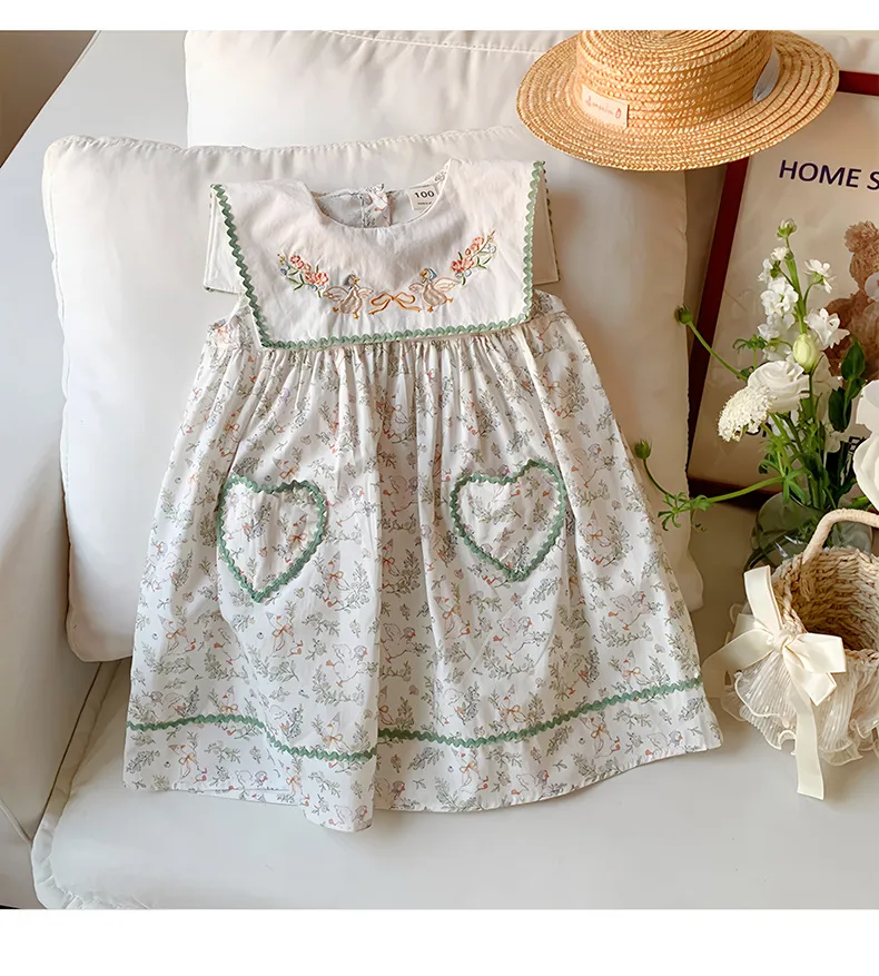 Girl'S Cute Simple Style Animal Leaf Cotton Girls Dresses display picture 12