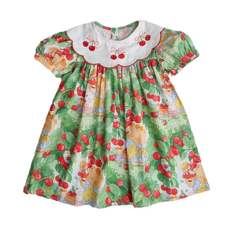 Girl'S Casual Cute Cherry Cotton Girls Dresses display picture 10