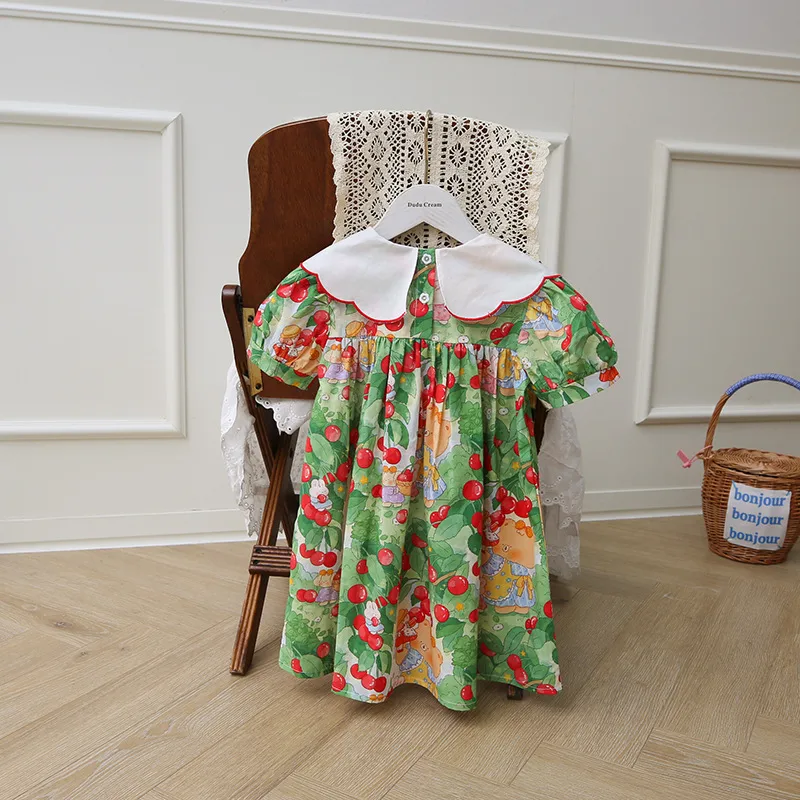 Girl'S Casual Cute Cherry Cotton Girls Dresses display picture 3