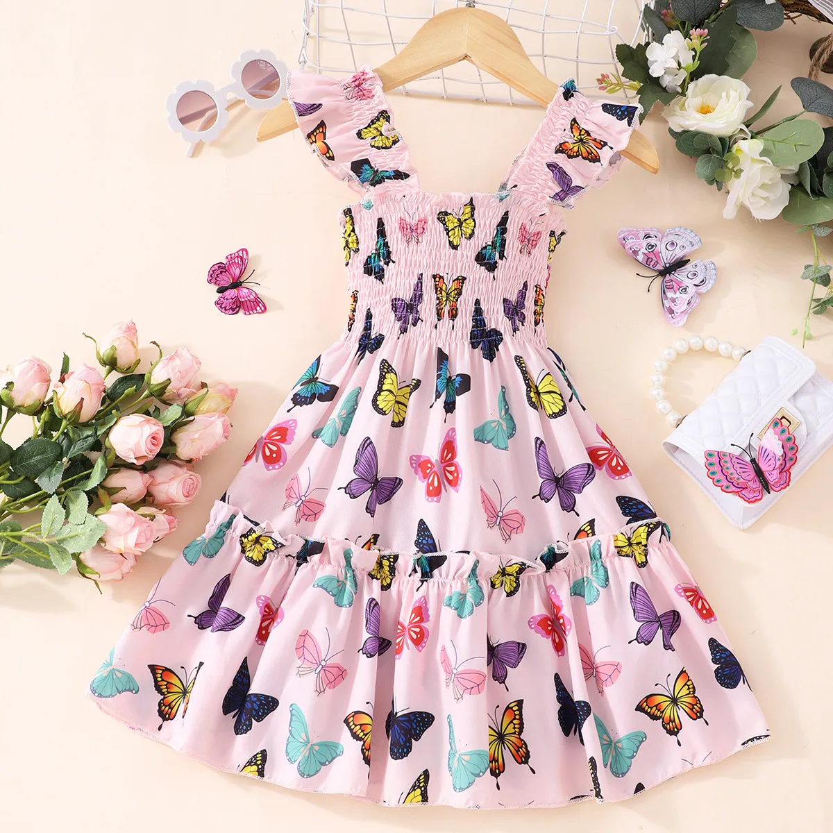 Girl'S Princess Rainbow Butterfly Leopard Polyester Girls Dresses display picture 10