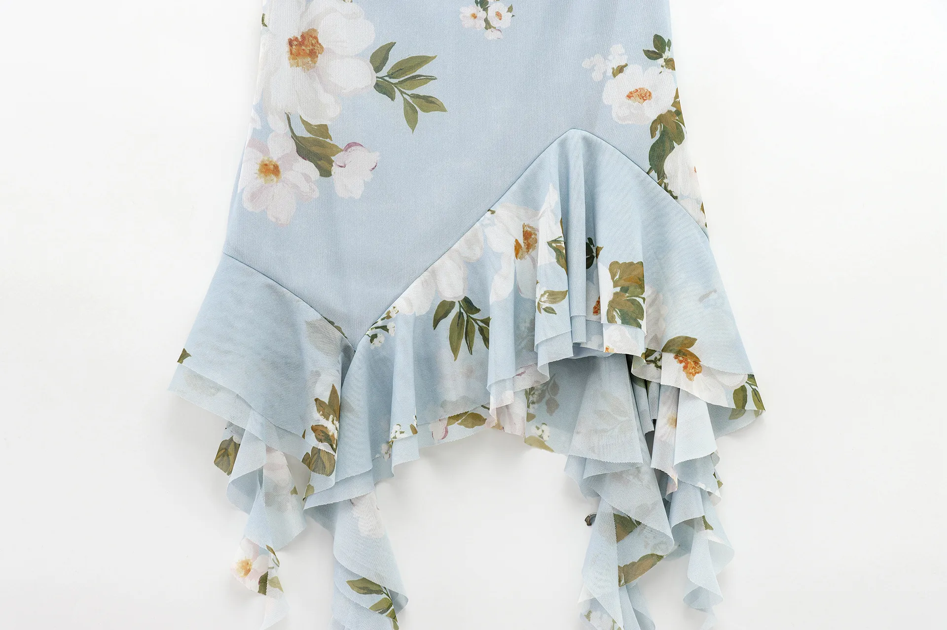 Women's Strap Dress Elegant Strap Sleeveless Leaf Flower Asymmetrical Dress Holiday Travel Beach display picture 7