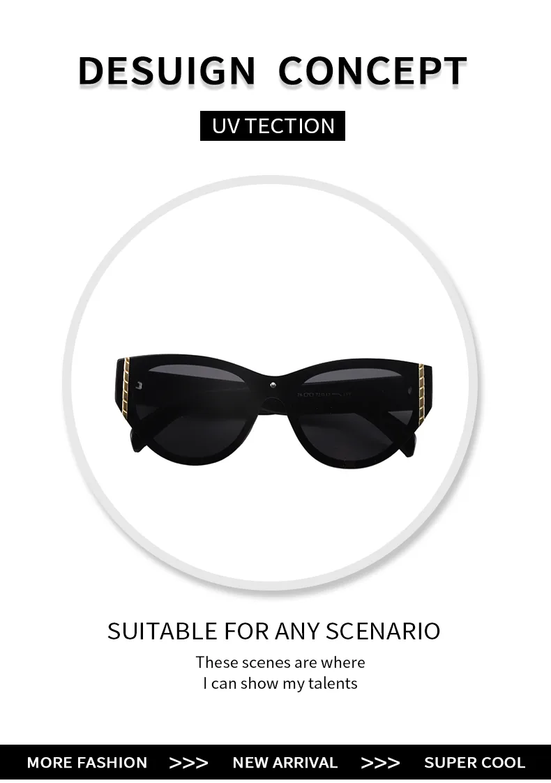Streetwear Affordable Luxury Style Advanced Sense Solid Color Pc Cat Eye Full Frame Glasses display picture 2