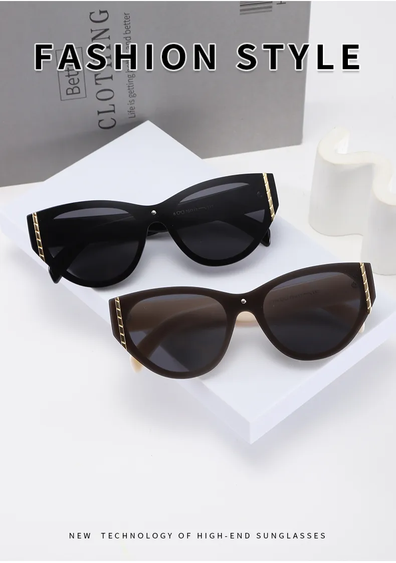 Streetwear Affordable Luxury Style Advanced Sense Solid Color Pc Cat Eye Full Frame Glasses display picture 3