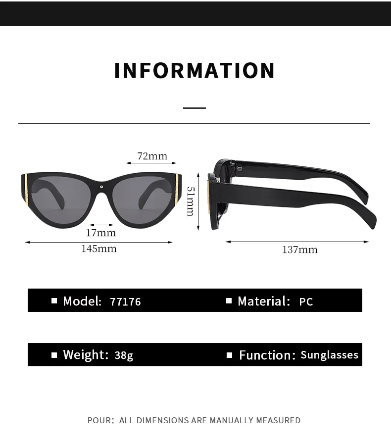Streetwear Affordable Luxury Style Advanced Sense Solid Color Pc Cat Eye Full Frame Glasses display picture 8