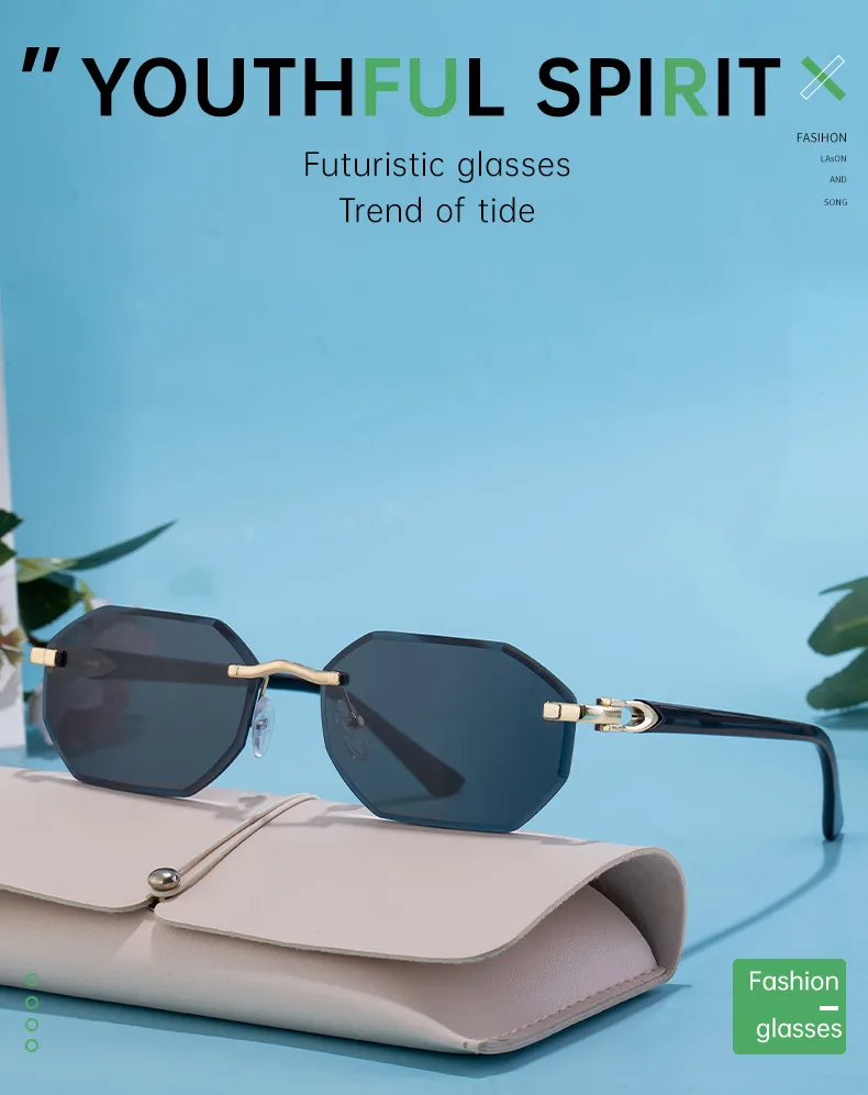 Streetwear Geometric Pc UV400 Protection Polygon Frameless Glasses display picture 3