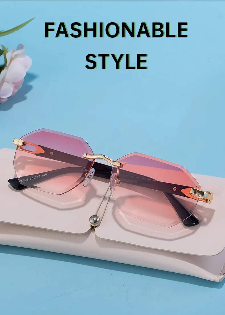 Streetwear Geometric Pc UV400 Protection Polygon Frameless Glasses display picture 4