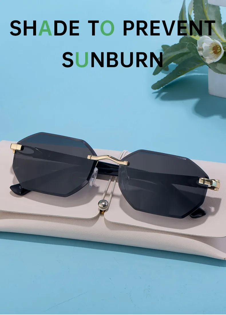 Streetwear Geometric Pc UV400 Protection Polygon Frameless Glasses display picture 5