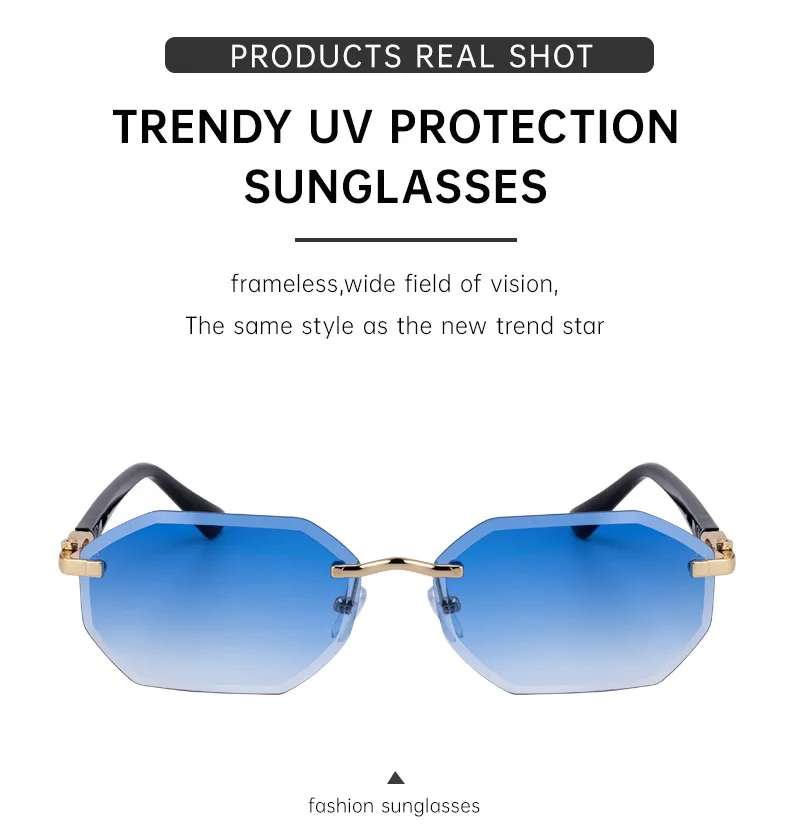 Streetwear Geometric Pc UV400 Protection Polygon Frameless Glasses display picture 8