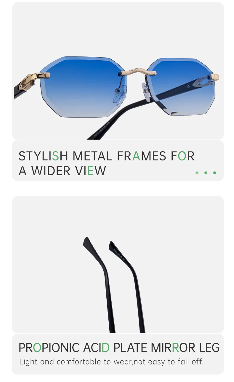 Streetwear Geometric Pc UV400 Protection Polygon Frameless Glasses display picture 9