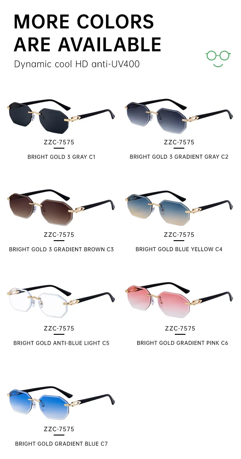 Streetwear Geometric Pc UV400 Protection Polygon Frameless Glasses display picture 11