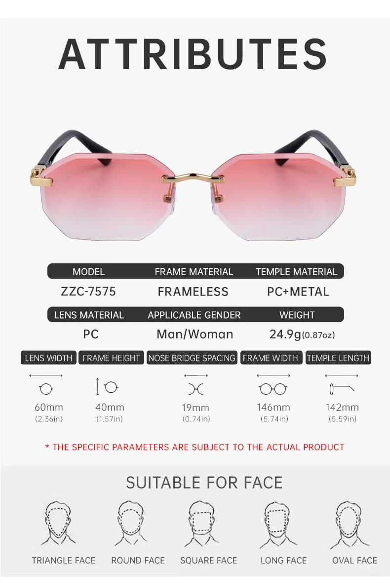 Streetwear Geometric Pc UV400 Protection Polygon Frameless Glasses display picture 12