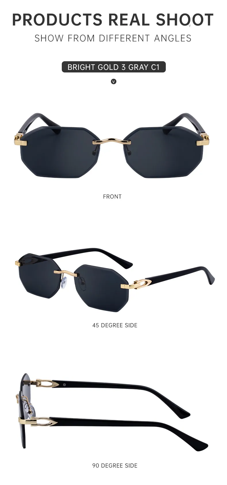 Streetwear Geometric Pc UV400 Protection Polygon Frameless Glasses display picture 13