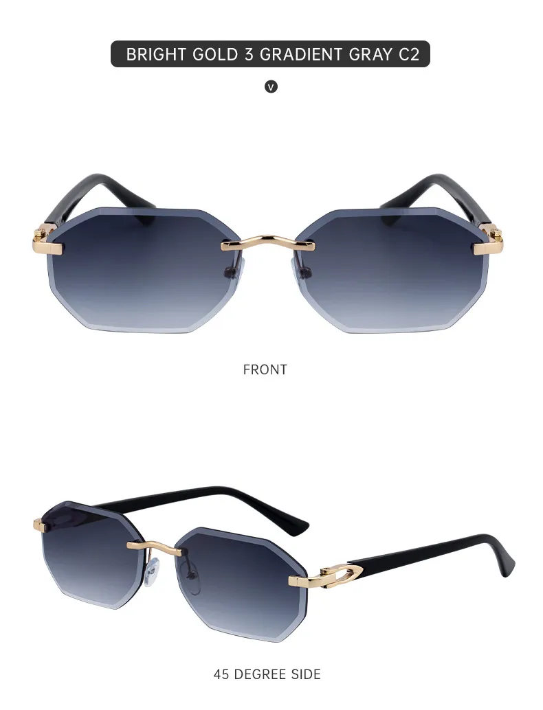Streetwear Geometric Pc UV400 Protection Polygon Frameless Glasses display picture 14