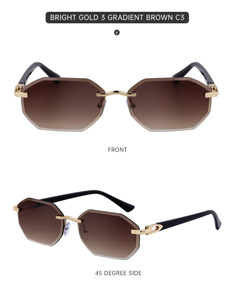 Streetwear Geometric Pc UV400 Protection Polygon Frameless Glasses display picture 15