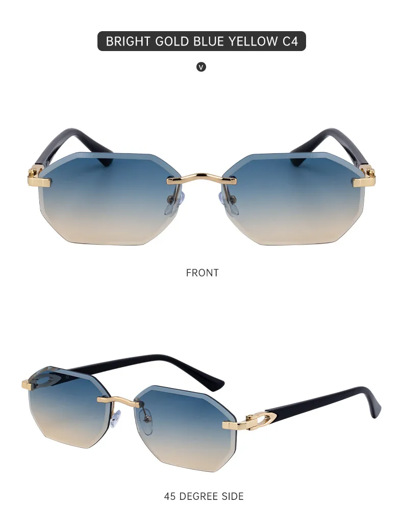 Streetwear Geometric Pc UV400 Protection Polygon Frameless Glasses display picture 16