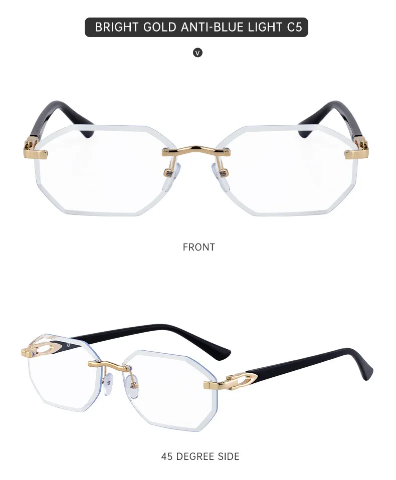Streetwear Geometric Pc UV400 Protection Polygon Frameless Glasses display picture 17