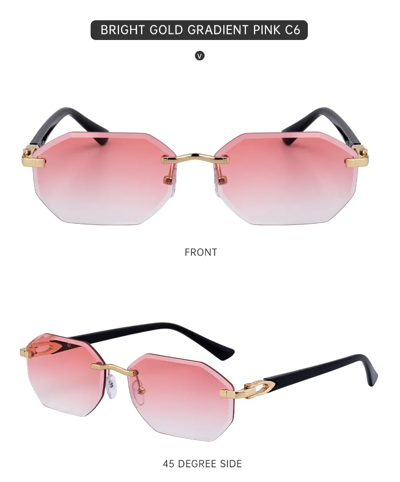 Streetwear Geometric Pc UV400 Protection Polygon Frameless Glasses display picture 18