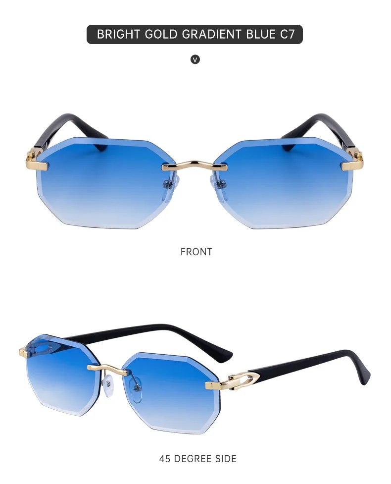 Streetwear Geometric Pc UV400 Protection Polygon Frameless Glasses display picture 19
