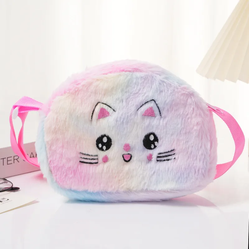 Girl'S Plush Gradient Color Cute Oval Zipper Shoulder Bag display picture 3