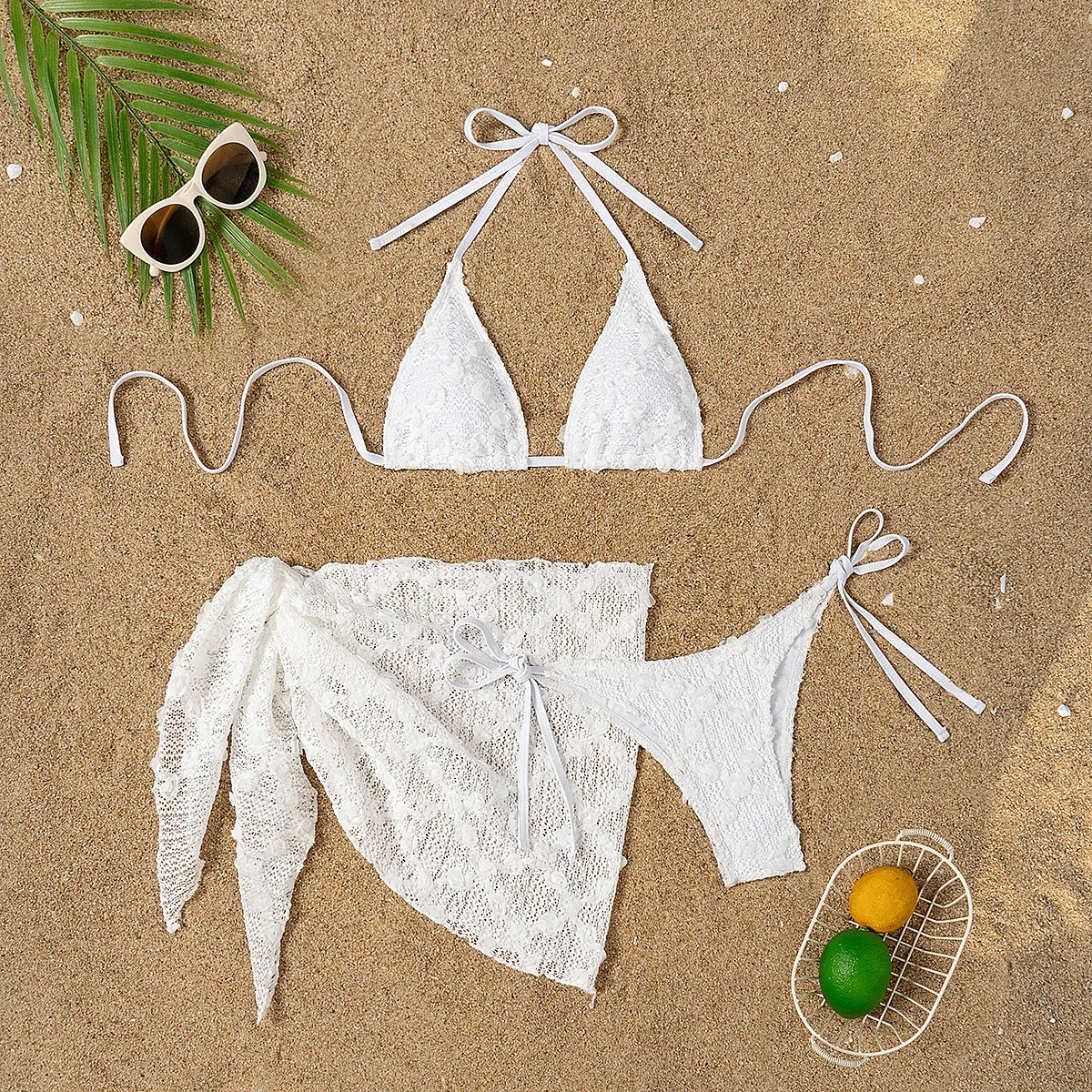Women's Solid Color 3 Pieces Set Swimwear display picture 5
