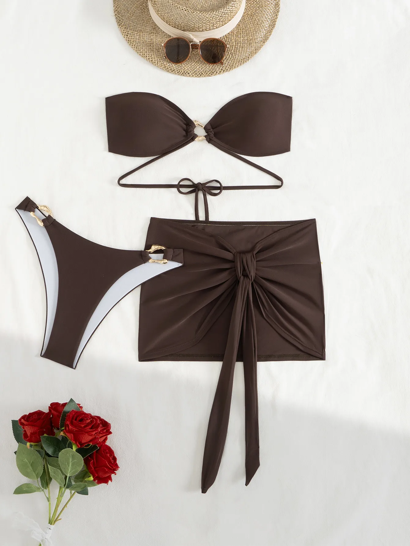 Women's Sexy Solid Color 3 Pieces Set Swimwear display picture 4