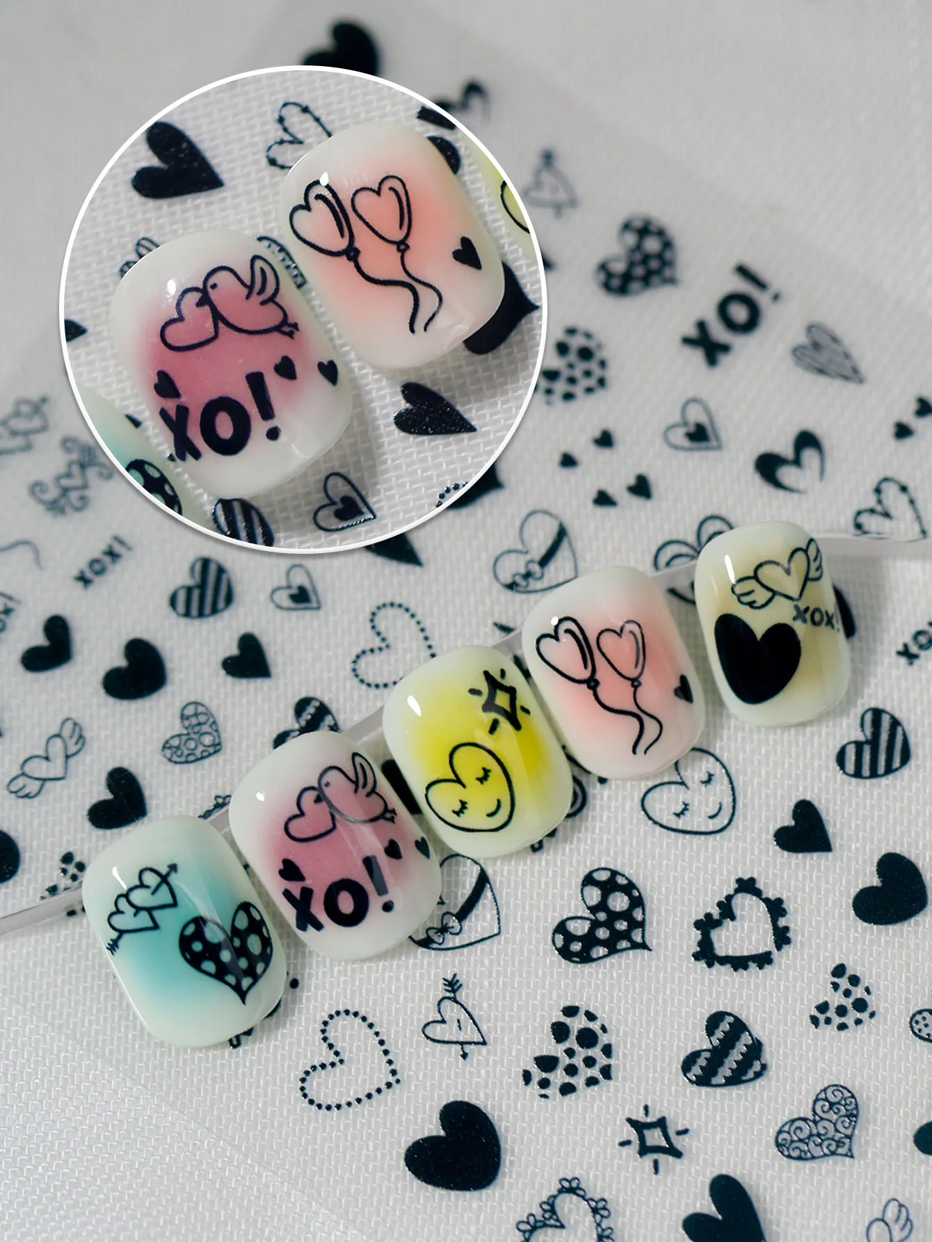 IG Style Cartoon Style Cute Heart Shape Bird Nail Stickers Nail Decoration Accessories display picture 1