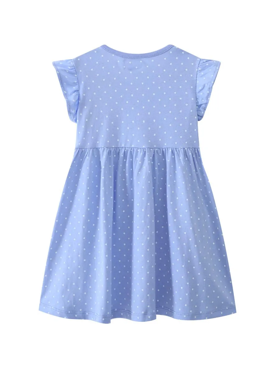 Girl'S Cute Rabbit Round Dots Flower Cotton Girls Dresses display picture 2