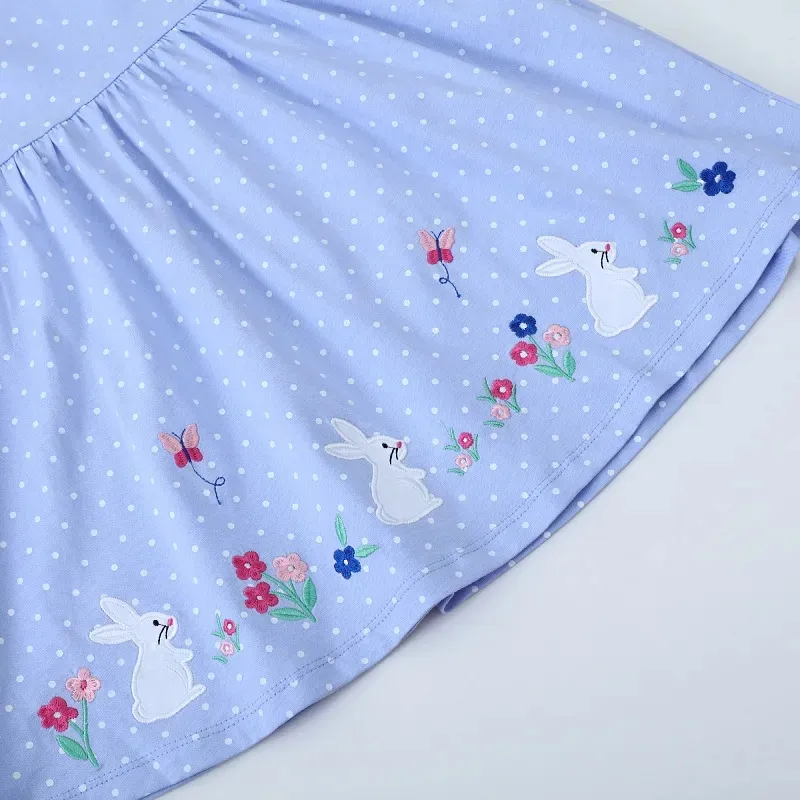 Girl'S Cute Rabbit Round Dots Flower Cotton Girls Dresses display picture 3