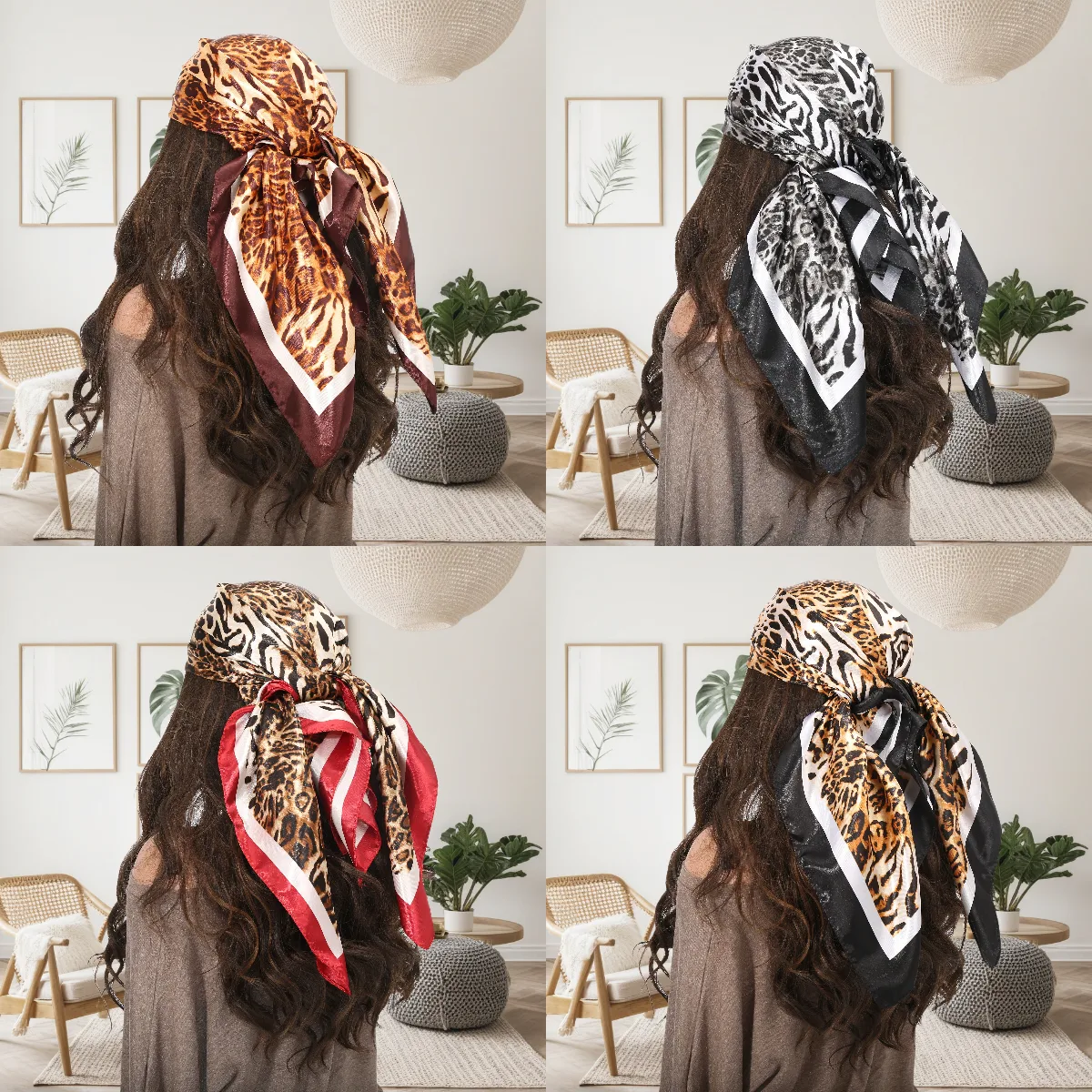 Women's Casual Classic Style Leopard Satin Printing Bandanas display picture 6