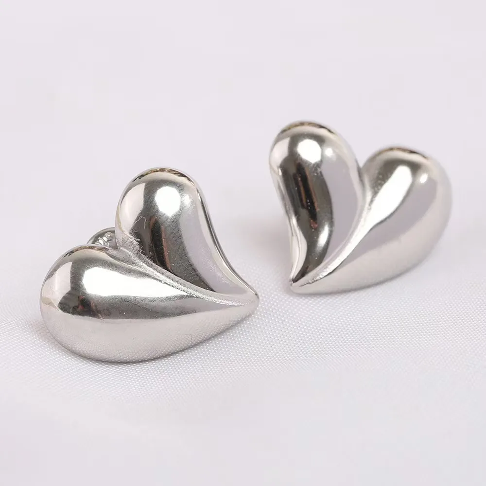 1 Pair Casual Simple Style Heart Shape 304 Stainless Steel Ear Studs display picture 6