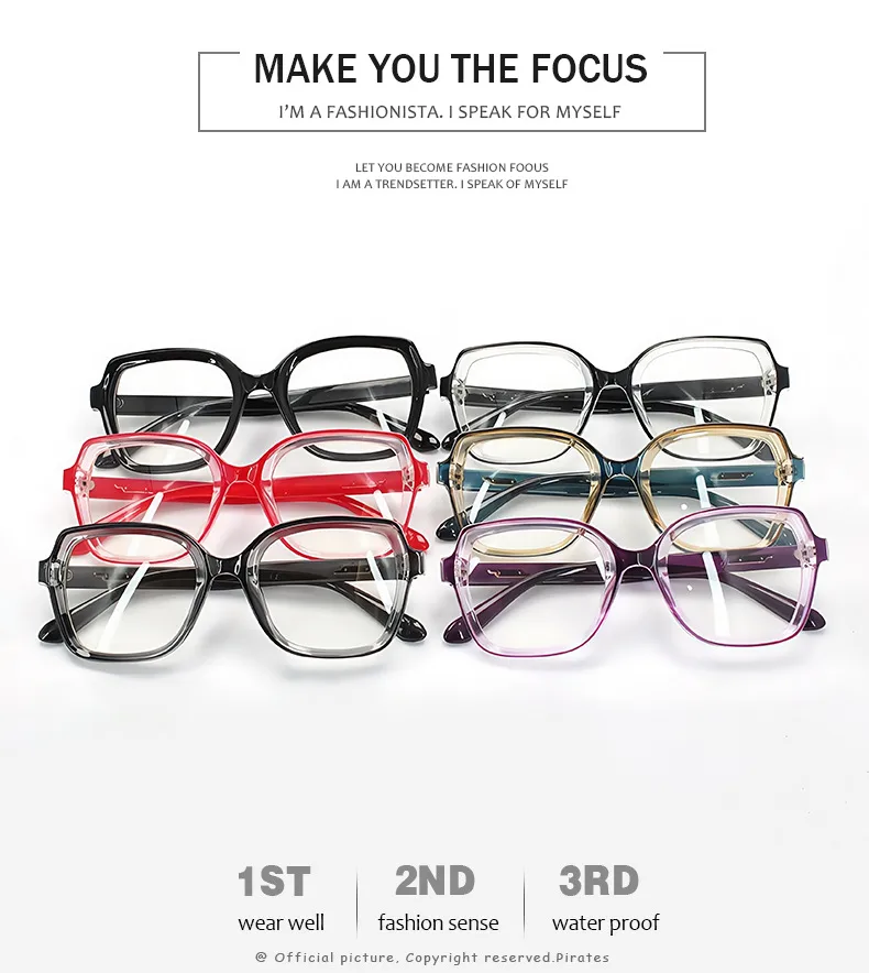 Basic Lady Simple Style Solid Color Ac Square Full Frame Glasses display picture 1