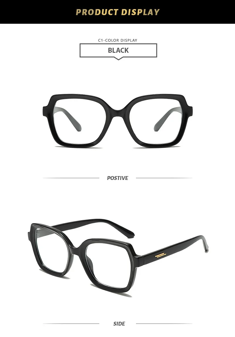 Basic Lady Simple Style Solid Color Ac Square Full Frame Glasses display picture 6