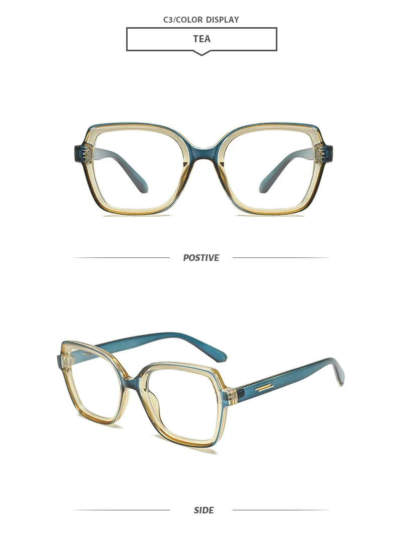 Basic Lady Simple Style Solid Color Ac Square Full Frame Glasses display picture 8