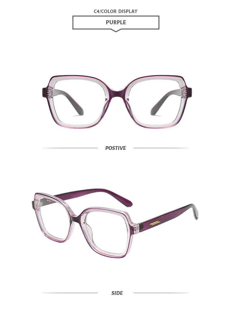 Basic Lady Simple Style Solid Color Ac Square Full Frame Glasses display picture 9