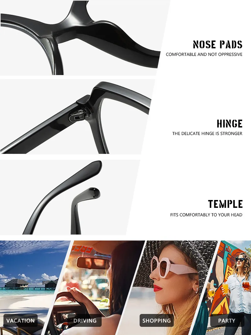 Basic Lady Simple Style Solid Color Ac Square Full Frame Glasses display picture 12