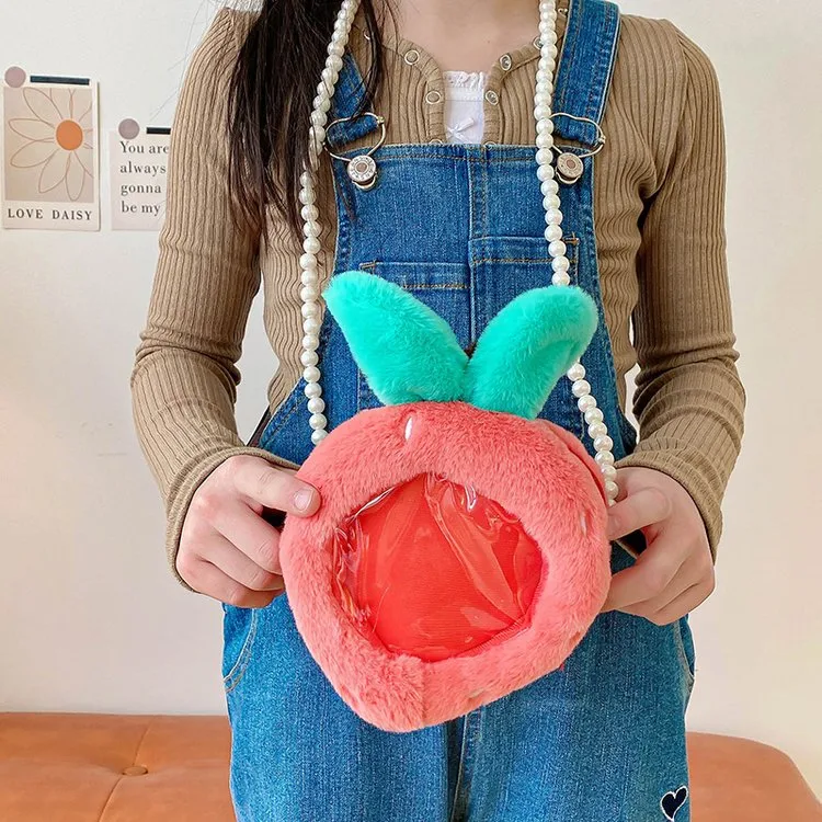 Kid'S Plush Fruit Cute Round Zipper Shoulder Bag display picture 3