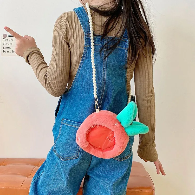 Kid'S Plush Fruit Cute Round Zipper Shoulder Bag display picture 10