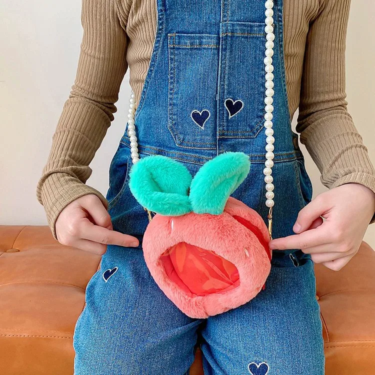 Kid'S Plush Fruit Cute Round Zipper Shoulder Bag display picture 6