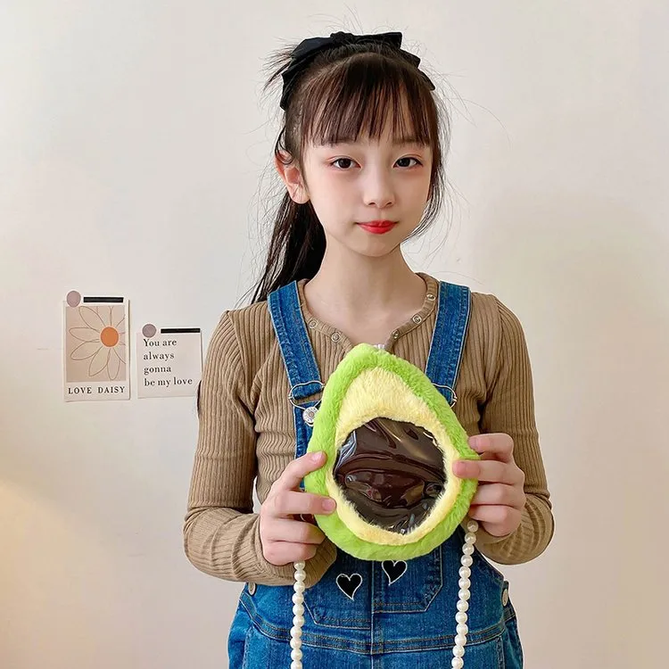 Kid'S Plush Fruit Cute Round Zipper Shoulder Bag display picture 12