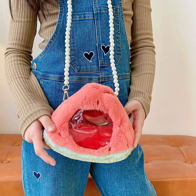 Kid'S Plush Fruit Cute Round Zipper Shoulder Bag display picture 16