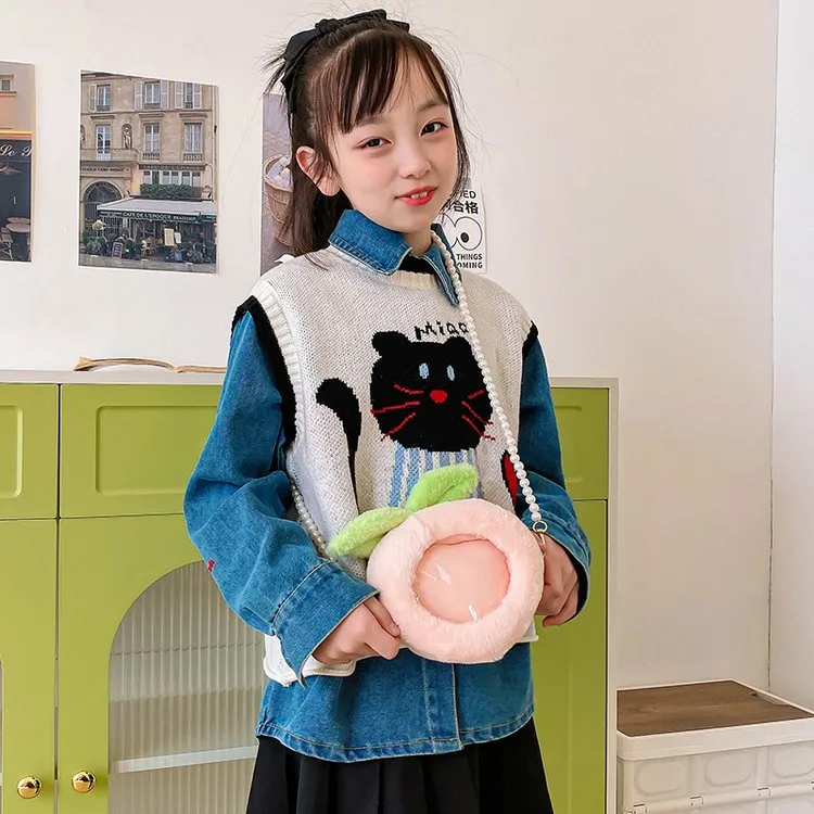 Kid'S Plush Fruit Cute Round Zipper Shoulder Bag display picture 15