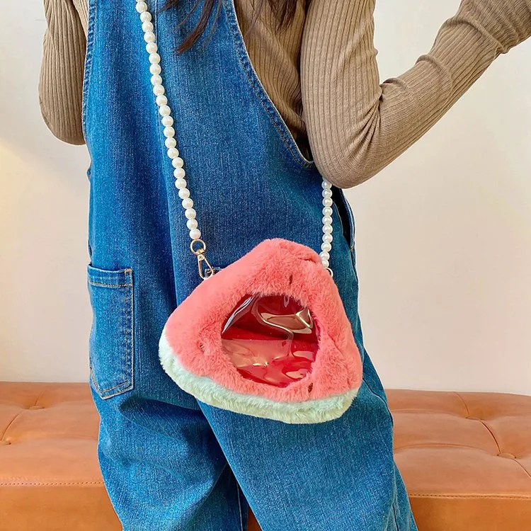 Kid'S Plush Fruit Cute Round Zipper Shoulder Bag display picture 18