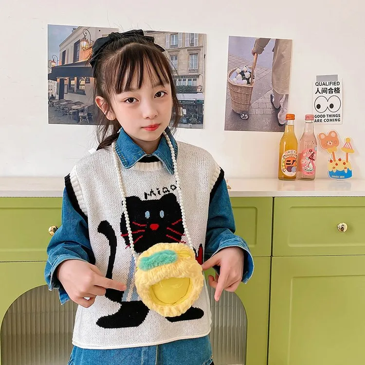 Kid'S Plush Fruit Cute Round Zipper Shoulder Bag display picture 14