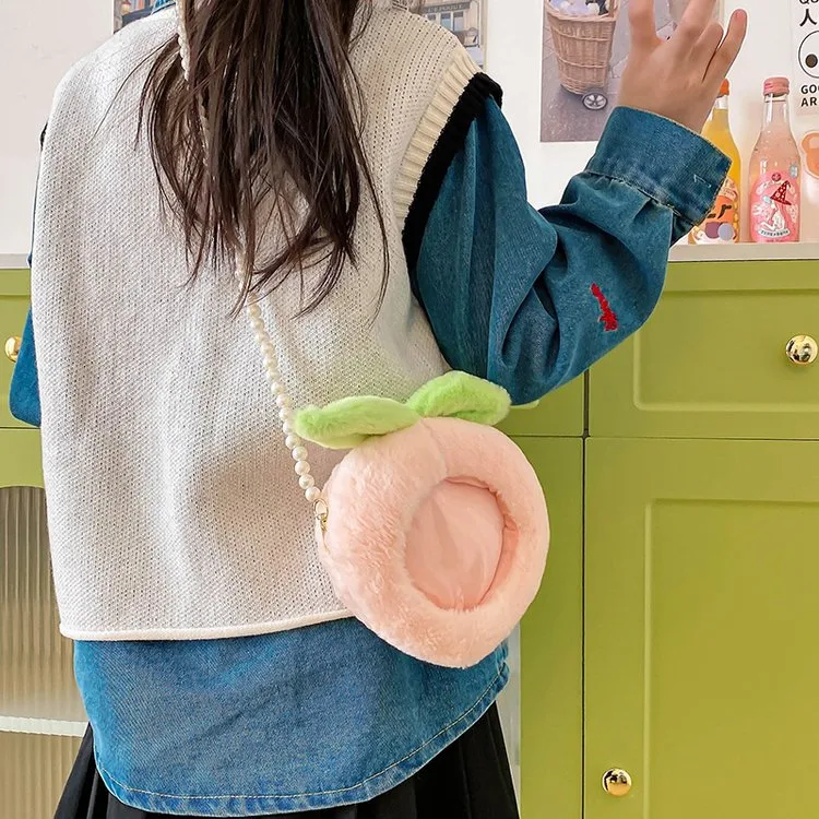 Kid'S Plush Fruit Cute Round Zipper Shoulder Bag display picture 19