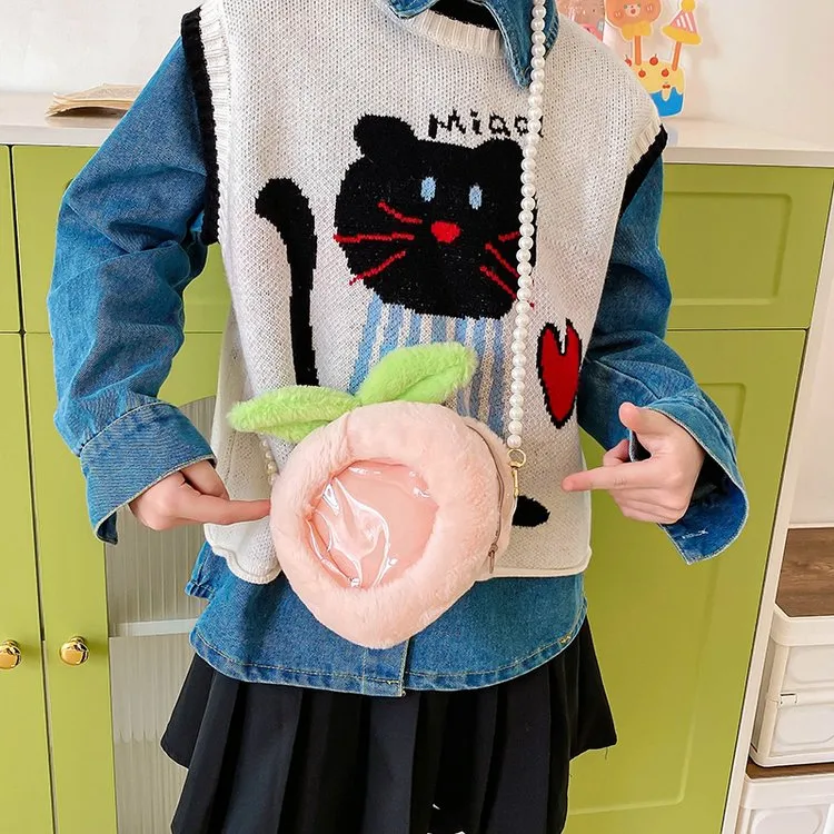 Kid'S Plush Fruit Cute Round Zipper Shoulder Bag display picture 20