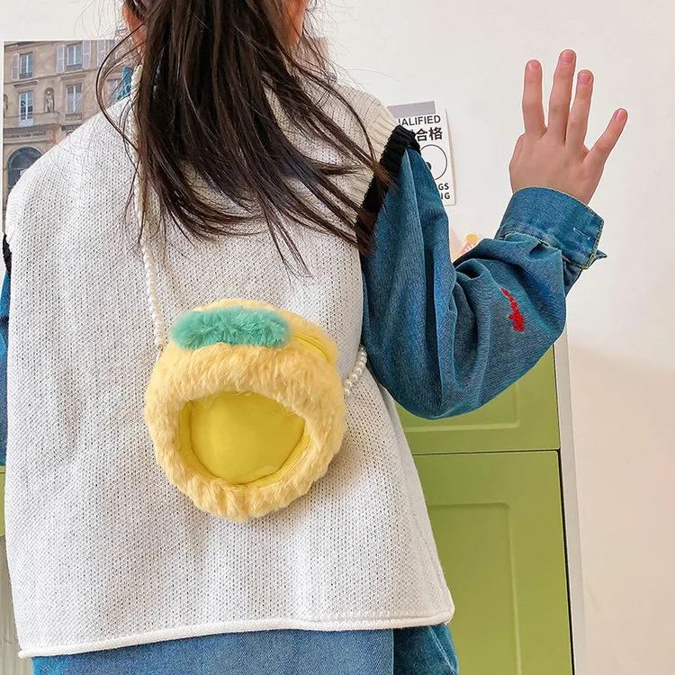 Kid'S Plush Fruit Cute Round Zipper Shoulder Bag display picture 25