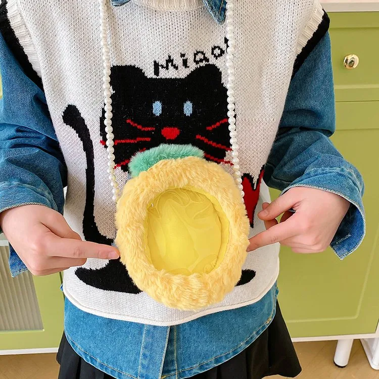 Kid'S Plush Fruit Cute Round Zipper Shoulder Bag display picture 30