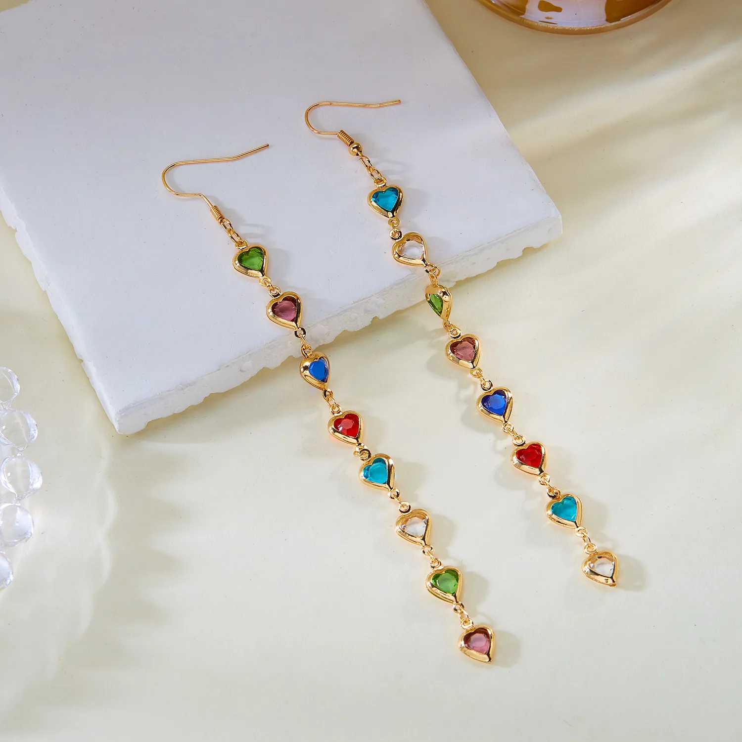 1 Pair Glam Luxurious Queen Heart Shape Artificial Crystal Copper Drop Earrings display picture 4