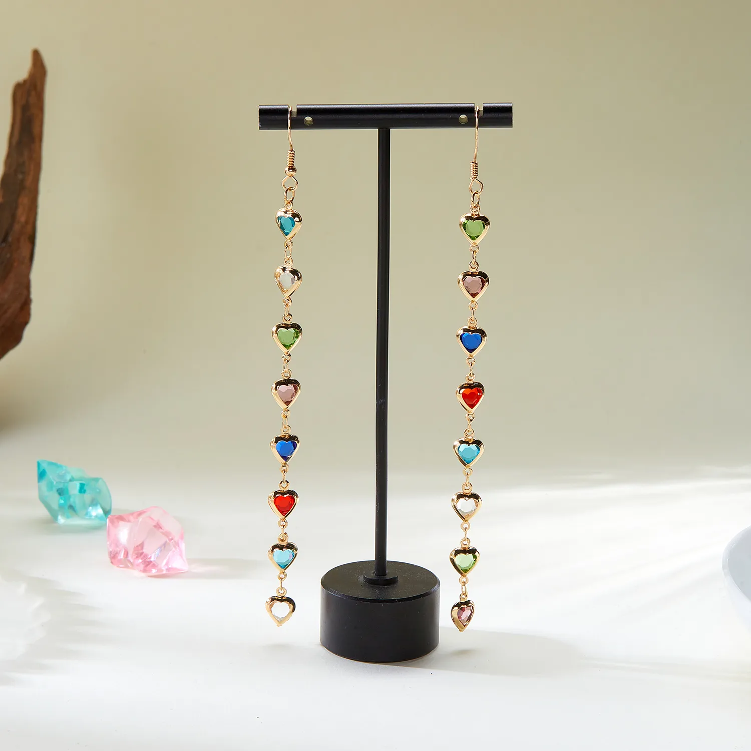 1 Pair Glam Luxurious Queen Heart Shape Artificial Crystal Copper Drop Earrings display picture 6